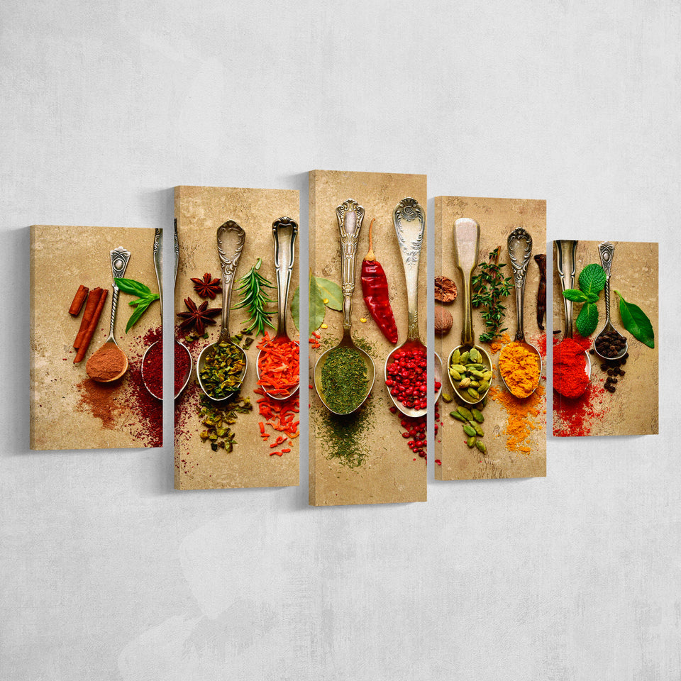 Kitchen Restaurant Spices Kitchen Large Canvas Prints Multi Panels Wall Art Prints Home Decor