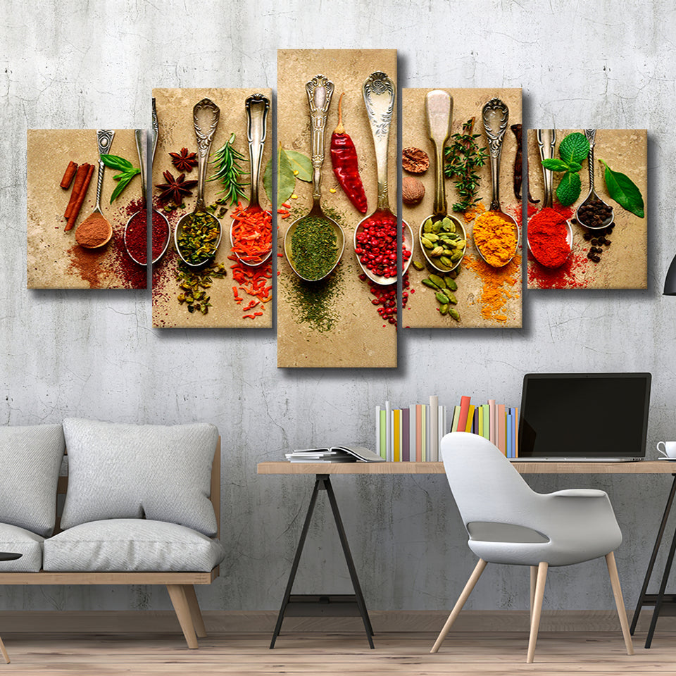 Kitchen Restaurant Spices Kitchen Large Canvas Prints Multi Panels Wall Art Prints Home Decor