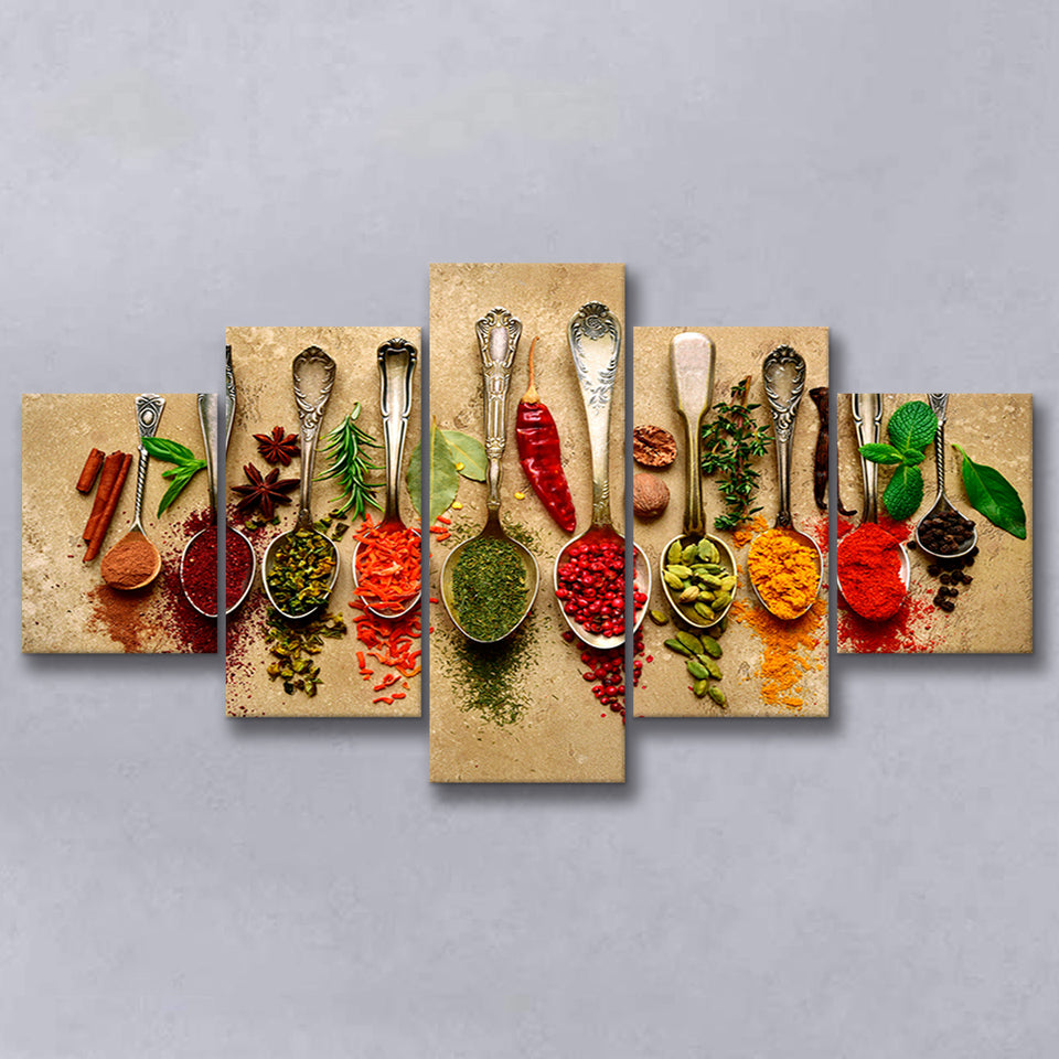 Kitchen Restaurant Spices Kitchen Large Canvas Prints Multi Panels Wall Art Prints Home Decor