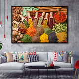 Kitchen Spices Framed Canvas Prints Wall Art Decor, Framed Picture, Floating Frame