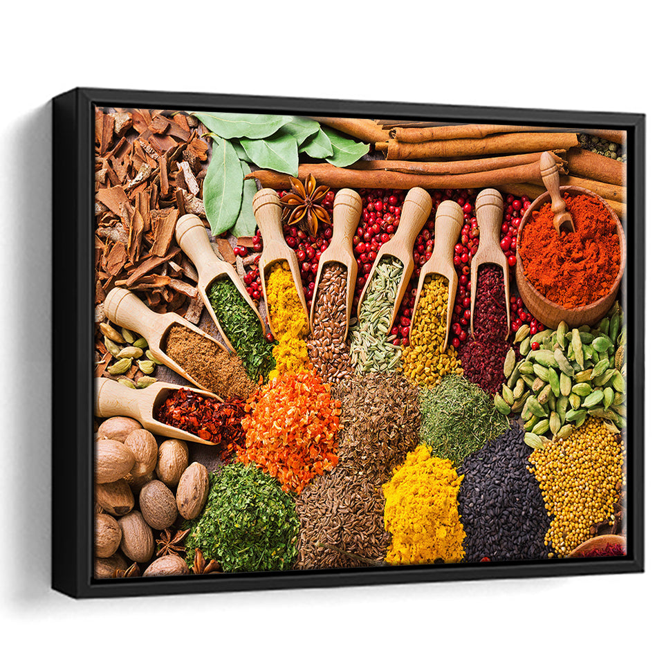Kitchen Spices Framed Canvas Prints Wall Art Decor, Framed Picture, Floating Frame