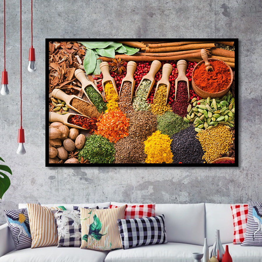 Kitchen Spices Framed Art Prints Wall Art Decor, Framed Picture, Home Decor