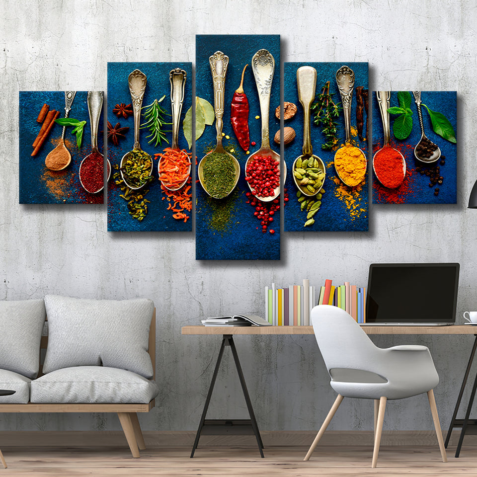 Kitchen Art Print 5 Piece Canvas Prints Wall Art Decor, Multi Panels, Mixed Canvas
