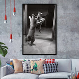 Kitten Dance Photo Black And White Print, Funny Animal Photo Framed Art Print Wall Art Decor,Framed Picture