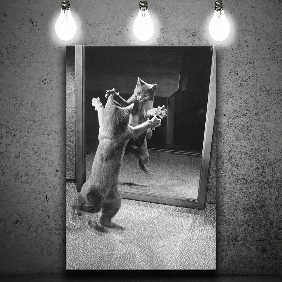 Kitten Dance Photo Black And White Print, Funny Animal Photo Canvas Prints Wall Art Home Decor