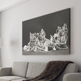 Kittens Playing With Yarn Black And White Print, Vintage Animal Photo Canvas Prints Wall Art Home Decor