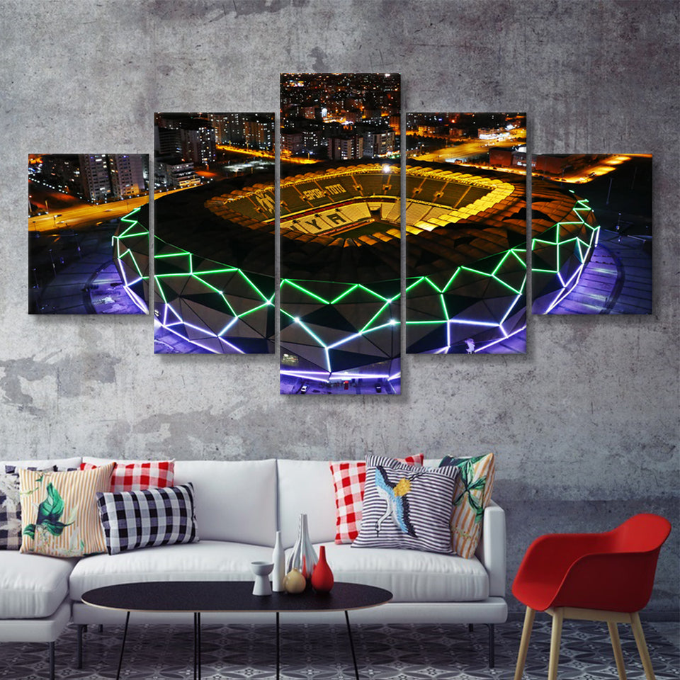 Konya Buyuksehir Stadium 5 Pieces Canvas Prints Wall Art - Painting Canvas, Multi Panel, Fan Gift