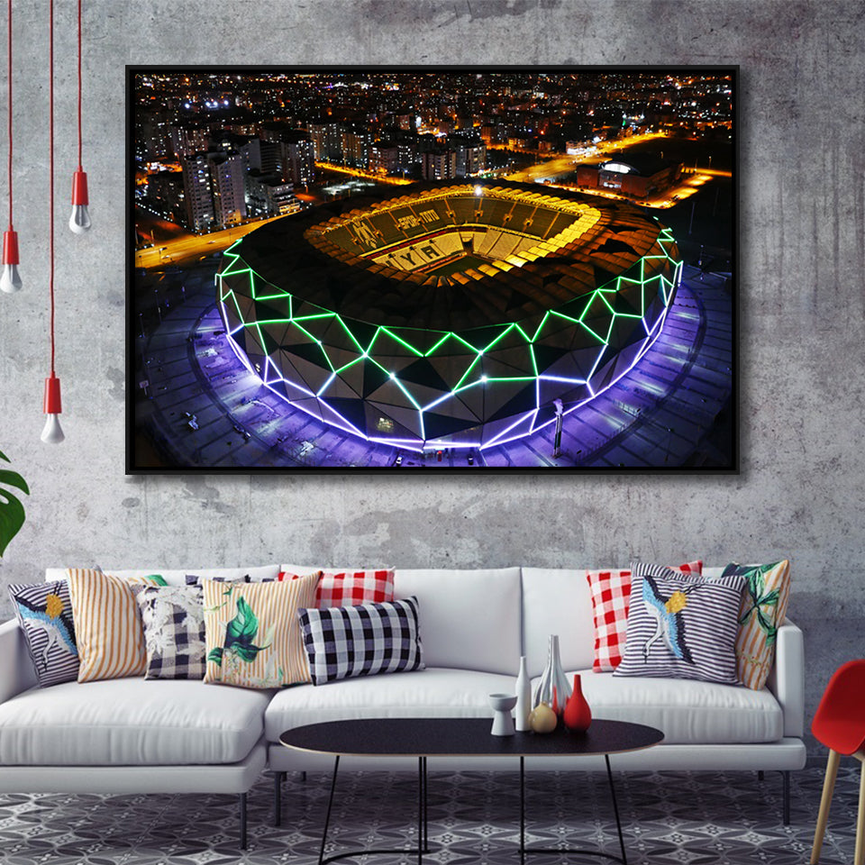Konya Buyuksehir Stadium Framed Canvas Prints Wall Art - Painting Canvas, Wall Decor,Floating Frame