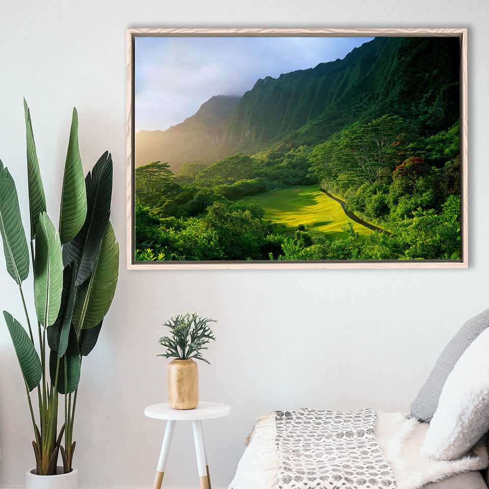 Koolau Golf Club Hole 15 Koolau Golf Courses, Hawaii, Golf Art Print, Framed Canvas Prints Wall Art Decor, Floating Frame