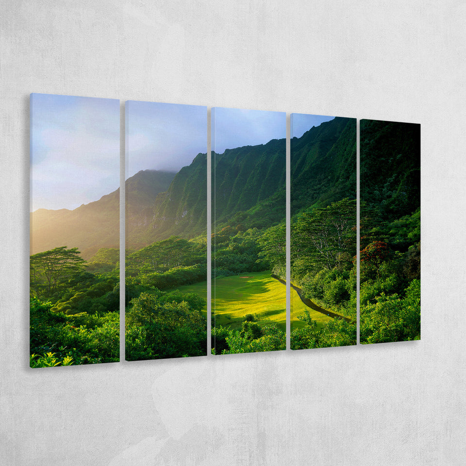 Koolau Golf Club Hole 15 Koolau Golf Courses, Hawaii, 5 Panels Extra Large Canvas Prints Wall Art Decor