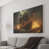 Kraken Tentacle Monster Attacks Pirate Ship V1 Canvas Prints Wall Art Home Decor, Painting Canvas, Living Room Wall Decor