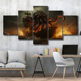 Kraken Tentacle Monster Attacks Pirate Ship V1 5 Panels Canvas Prints Wall Art Home Decor, Large Mixed Canvas