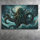 Kraken Tentacle Monster Attacks Pirate Ship V7 Canvas Prints Wall Art Home Decor, Painting Canvas, Living Room Wall Decor