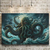 Kraken Tentacle Monster Attacks Pirate Ship V7 Canvas Prints Wall Art Home Decor, Painting Canvas, Living Room Wall Decor