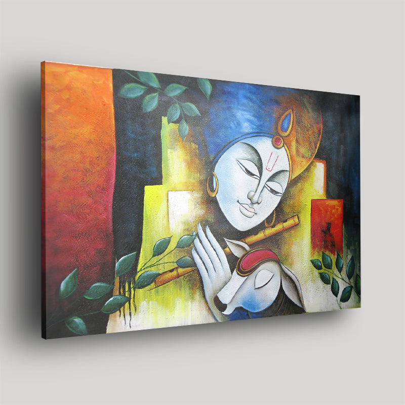 Krishna With Cow Acrylic Print - Art Prints, Acrylic Wall Art, Acrylic Photo, Wall Decor