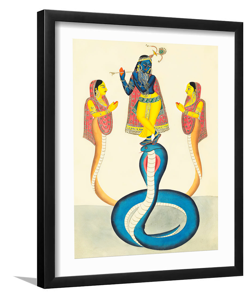 Krishna on Kaliya - Framed Prints, Painting Art, Art Print, Framed Art, Black Frame