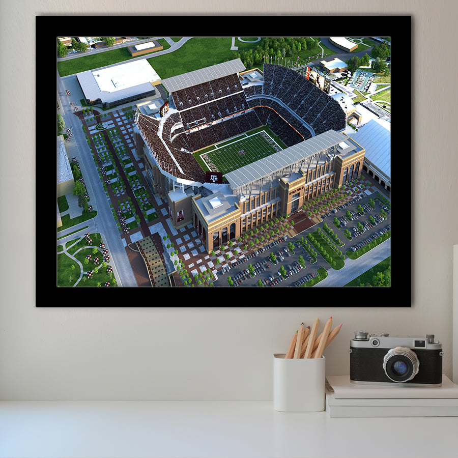 Kyle Field Ariel View, Stadium Canvas, Sport Art, Gift for him, Framed Art Prints Wall Art Decor, Framed Picture