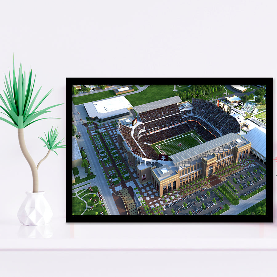 Kyle Field Ariel View, Stadium Canvas, Sport Art, Gift for him, Framed Art Prints Wall Art Decor, Framed Picture