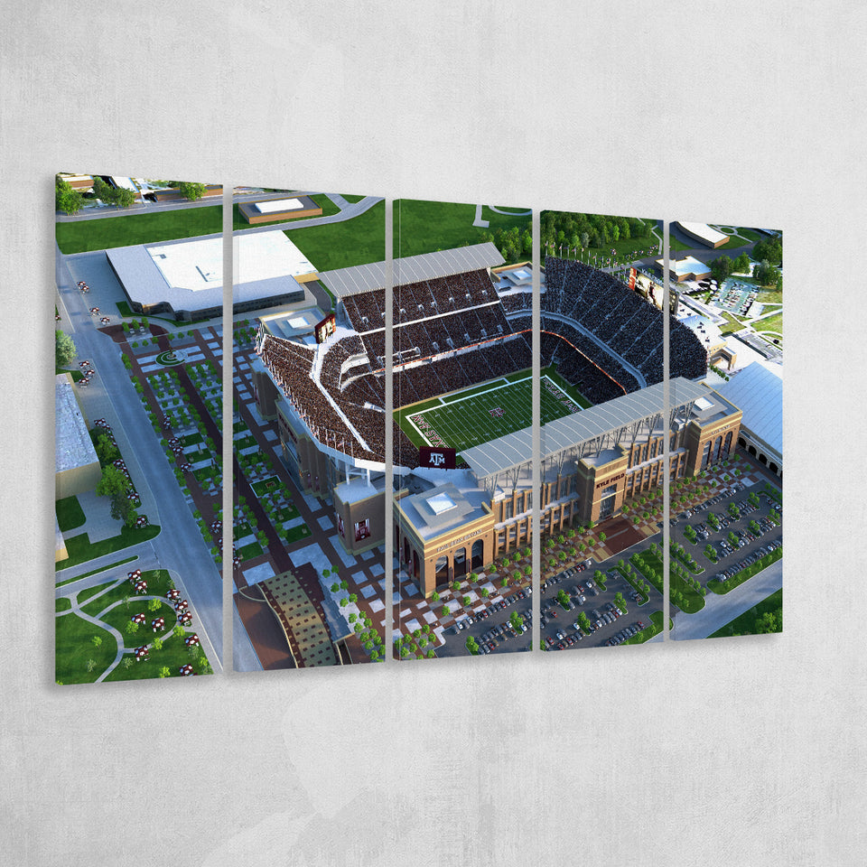 Kyle Field Ariel View, Stadium Canvas, Sport Art, Gift for him, Multi Panels B, Canvas Prints Wall Art Decor