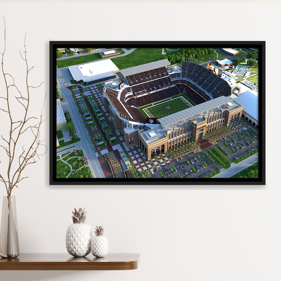 Kyle Field Ariel View, Stadium Canvas, Sport Art, Gift for him, Framed Canvas Prints Wall Art Decor, Framed Picture