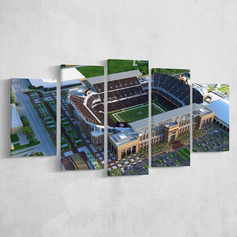 Kyle Field Ariel View, Stadium Canvas, Sport Art, Large Canvas, Multi Panels, Canvas Prints Wall Art Decor