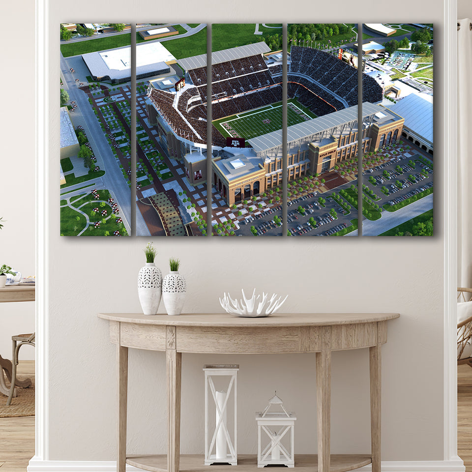 Kyle Field Ariel View, Stadium Canvas, Sport Art, Gift for him, Multi Panels B, Canvas Prints Wall Art Decor