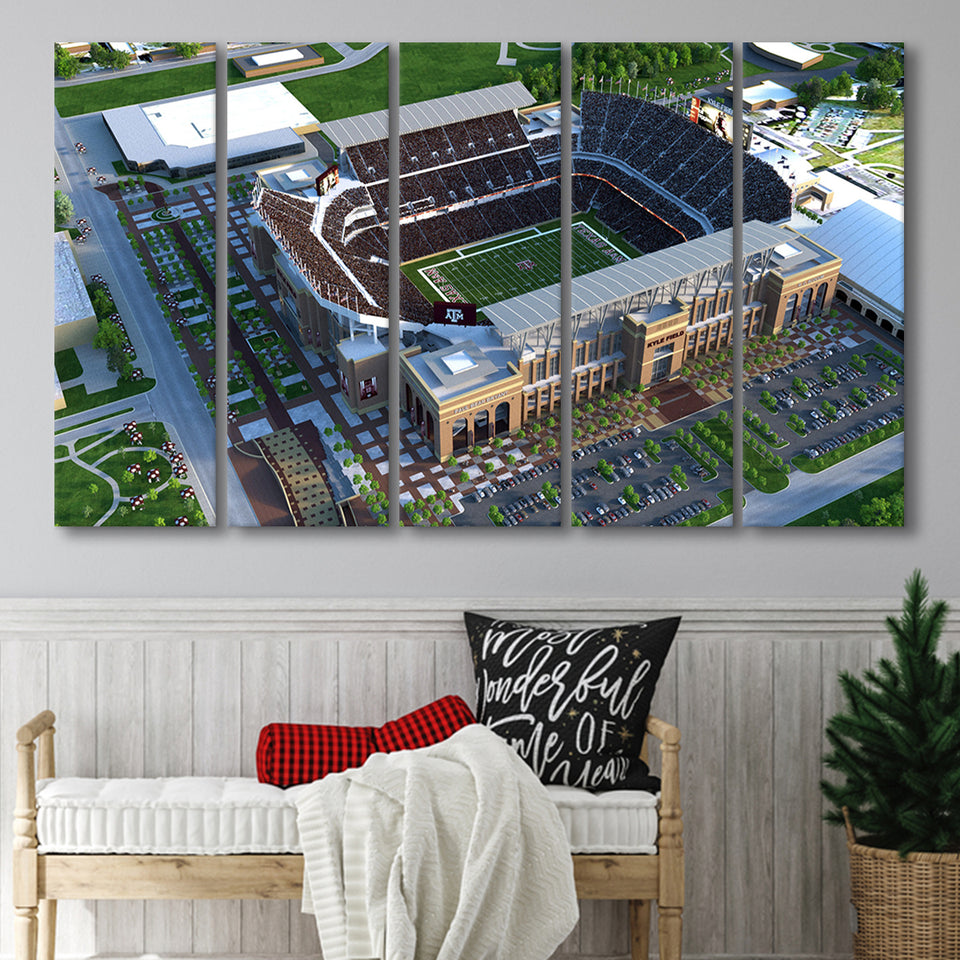 Kyle Field Ariel View, Stadium Canvas, Sport Art, Gift for him, Multi Panels B, Canvas Prints Wall Art Decor