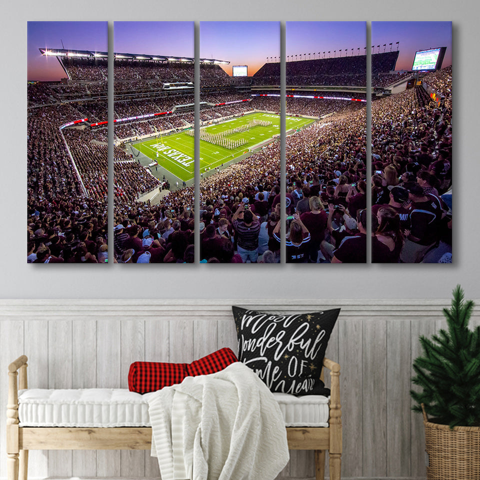 Kyle Field Scaled, Stadium Canvas, Sport Art, Gift for him, Multi Panels B, Canvas Prints Wall Art Decor