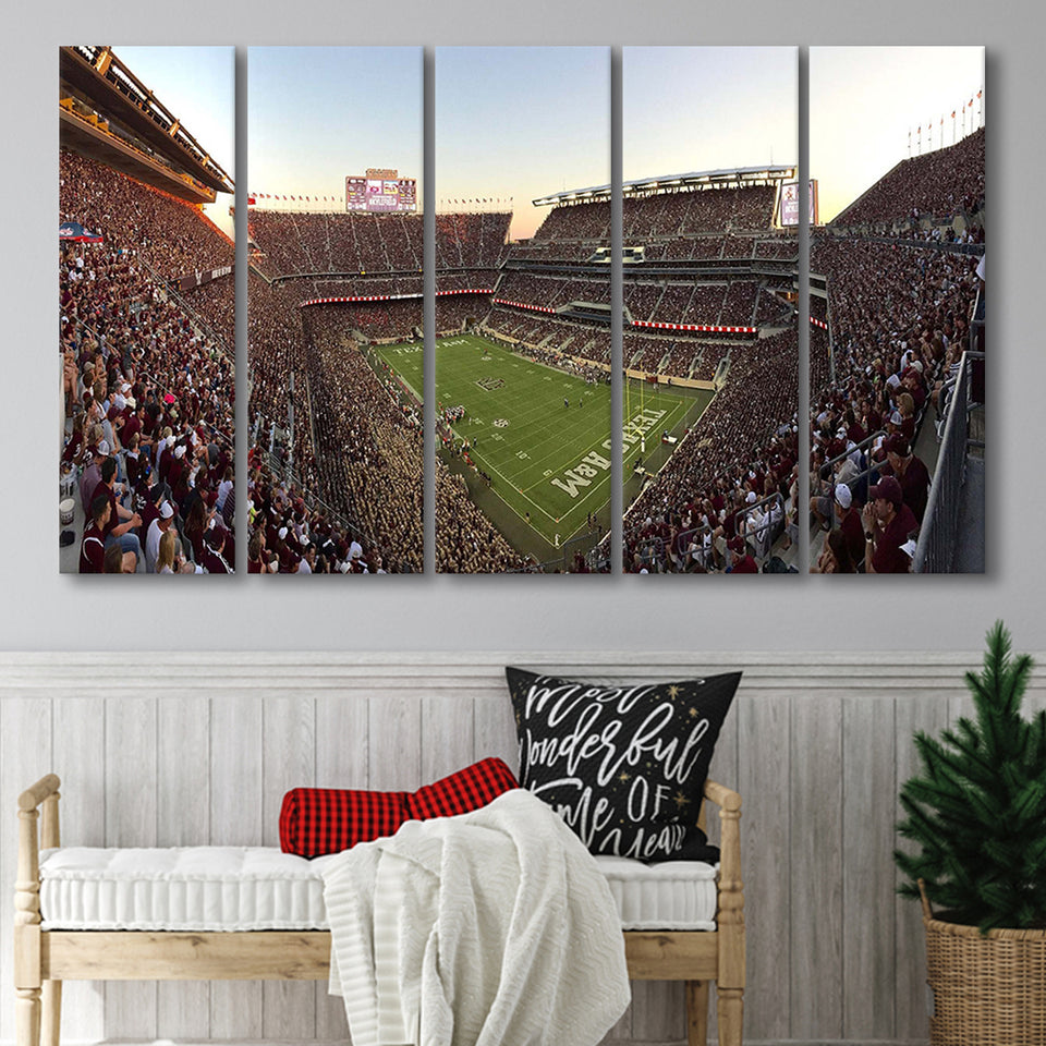 Kyle Field Stadium Canvas Prints Texas AM Aggies Wall,Multi Panels B,Sport Stadium Art Prints, Fan Gift