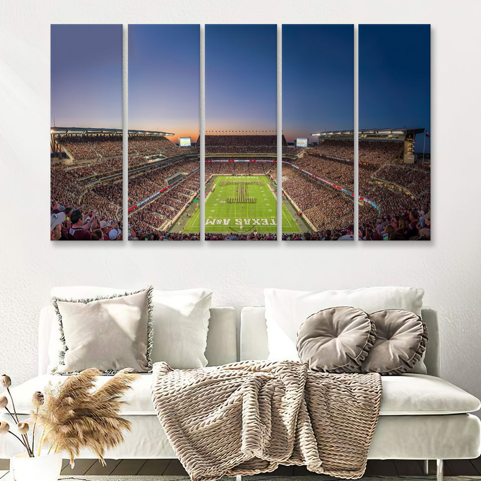 Kyle Field Texas Stadium 5 Pieces B Canvas Prints Wall Art - Painting Canvas, Multi Panel, Wall Decor, Canvas Art