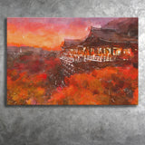 Kyoto Japan Kiyomizudera Temple City Art Watercolor Canvas Prints Wall Art Home Decor, Large Canvas
