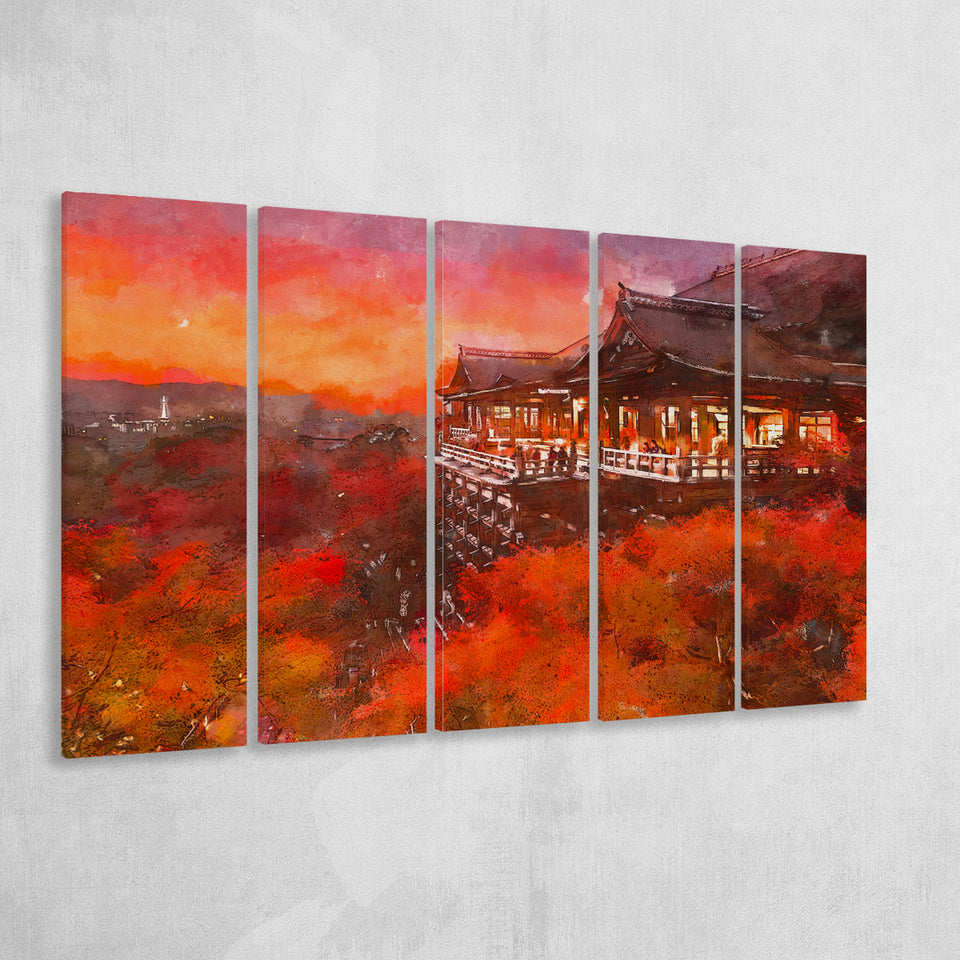 Kyoto Japan Kiyomizudera Temple 5 Pieces Extra Large Canvas Prints Wall Art Home Decor