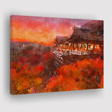Kyoto Japan Kiyomizudera Temple City Art Watercolor Canvas Prints Wall Art Home Decor, Large Canvas