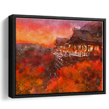 Kyoto Japan Kiyomizudera Temple City Art Watercolor Framed Canvas Prints Wall Art Home Decor,Floating Frame