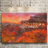 Kyoto Japan Kiyomizudera Temple City Art Watercolor Canvas Prints Wall Art Home Decor, Large Canvas