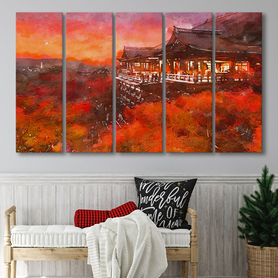 Kyoto Japan Kiyomizudera Temple 5 Pieces Extra Large Canvas Prints Wall Art Home Decor