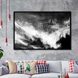 Large Black And White Abstract Painting Framed Art Prints Wall Decor - Painting Art, Black Frame, Home Decor, Prints for Sale