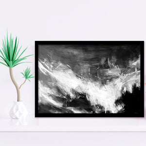 Large Black And White Abstract Painting Framed Art Prints Wall Decor - Painting Art, Black Frame, Home Decor, Prints for Sale