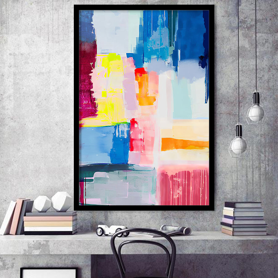 Large Color Abstract Art Framed Art Prints Wall Decor - Painting Art, Home Decor, Black Frame, Prints for Sale