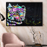 Leopard Graffiti Framed Canvas Prints Wall Art Decor - Painting Canvas, Floating Frame, Framed Picture