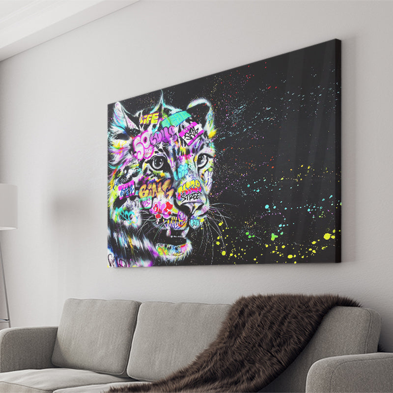 Leopard Graffiti Canvas Prints Wall Art Decor - Painting Canvas, Home Decor, Art Print, Art For Sale