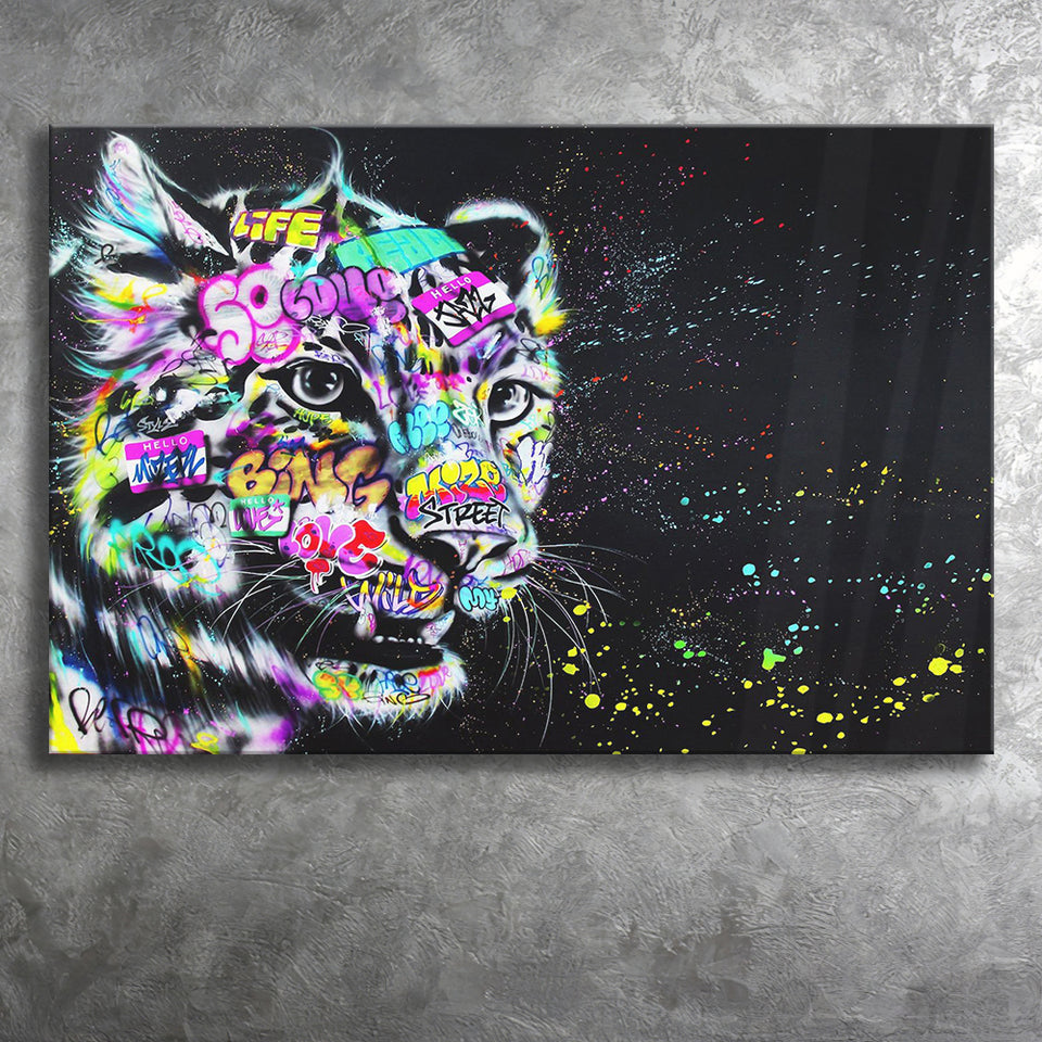 Leopard Graffiti Canvas Prints Wall Art Decor - Painting Canvas, Home Decor, Art Print, Art For Sale