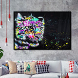 Leopard Graffiti Framed Art Print Wall Decor - Painting Art, Wall Art Decor, Framed Picture, Black Frame