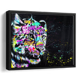 Leopard Graffiti Framed Canvas Prints Wall Art Decor - Painting Canvas, Floating Frame, Framed Picture