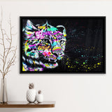 Leopard Graffiti Framed Canvas Prints Wall Art Decor - Painting Canvas, Floating Frame, Framed Picture