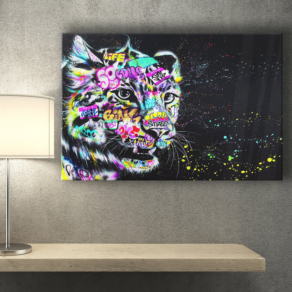 Leopard Graffiti Canvas Prints Wall Art Decor - Painting Canvas, Home Decor, Art Print, Art For Sale