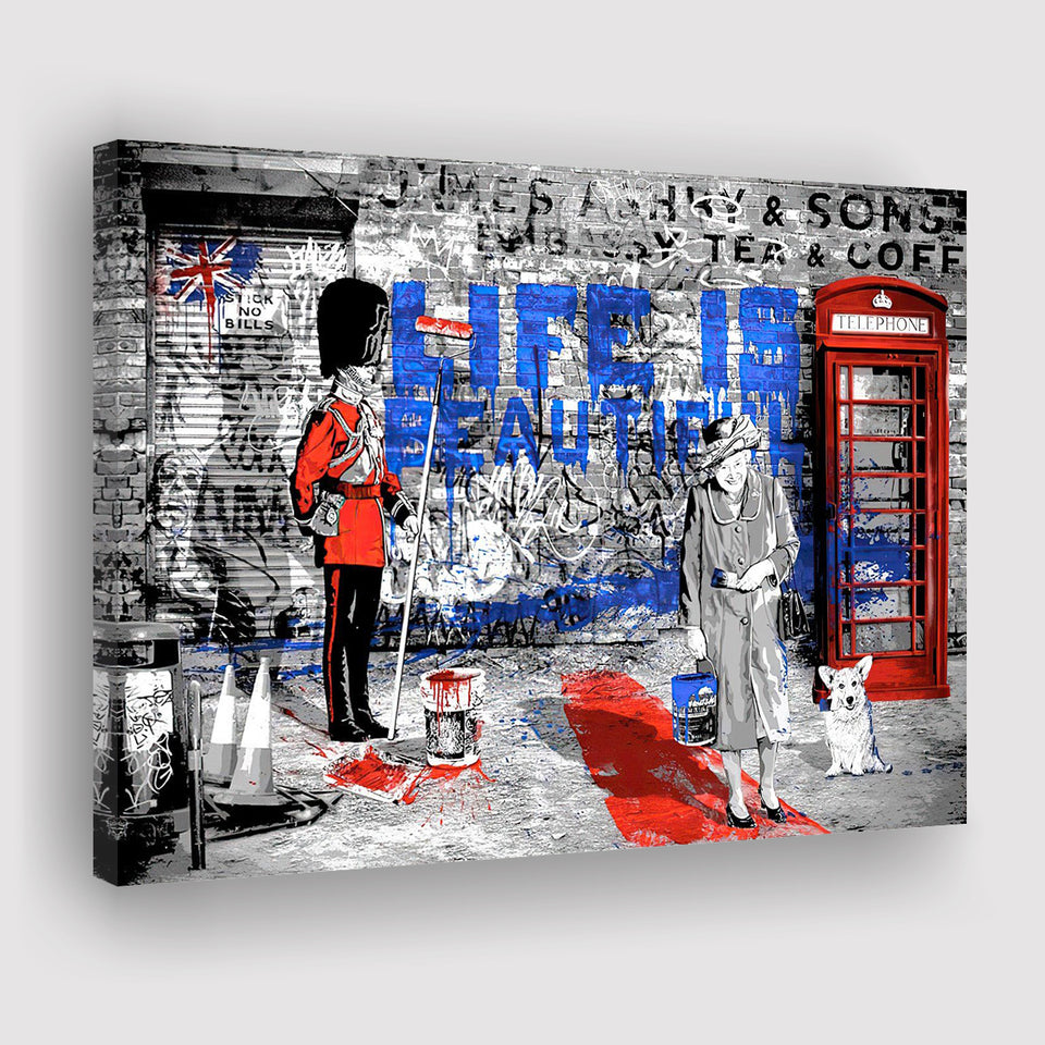 Life Is Beautiful Funny Queen Graffiti Art Canvas Prints Wall Art Decor - Painting Canvas, Home Decor, Art Print, Art For Sale