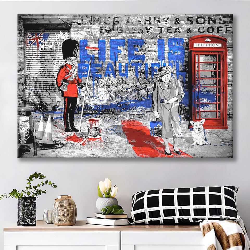 Life Is Beautiful Funny Queen Graffiti Art Canvas Prints Wall Art Decor - Painting Canvas, Home Decor, Art Print, Art For Sale