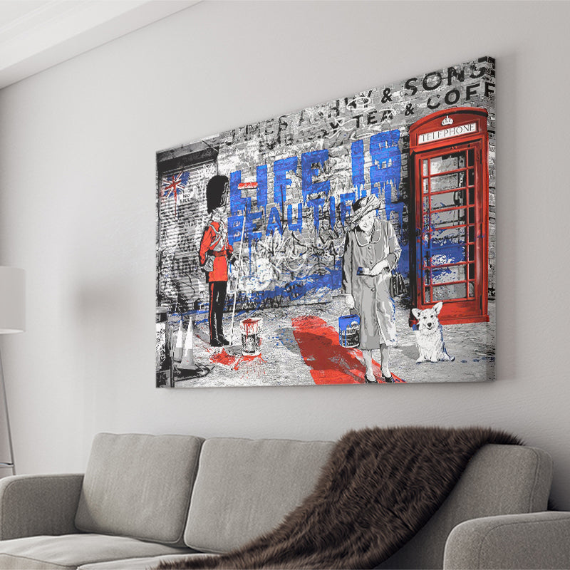 Life Is Beautiful Funny Queen Graffiti Art Canvas Prints Wall Art Decor - Painting Canvas, Home Decor, Art Print, Art For Sale