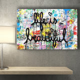 Life Is Beautiful Graffiti Art Canvas Prints Wall Art Decor - Painting Canvas, Home Decor, Art Print, Art For Sale